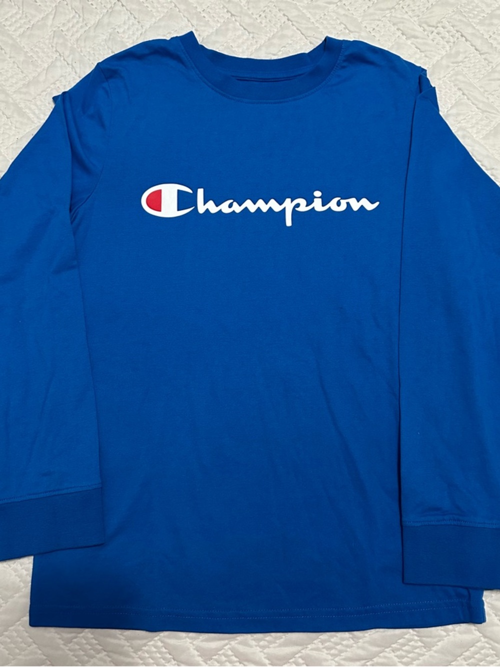 Boys Long Sleeve Champion Royal Blue Logo Shirt Size Large